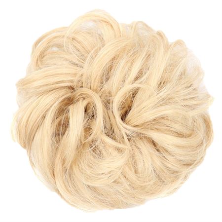 Messy Bun Hårstrikk med krøllete kunstig hår - 18T613 Light Bleach Blond