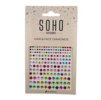 SOHO Fargede Diamanter til Hår og Ansikt - 216 stk - Rainbow