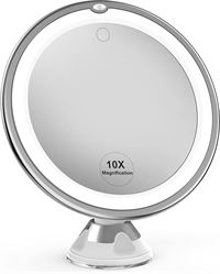 PRO BEAUTY speil med LED-lys og sugekopp x10 forstørrelse white