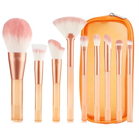 Technique PRO Translucent Perfection Makeup Børste Sett - 9 Makeupbørster med veske (ORANGE)