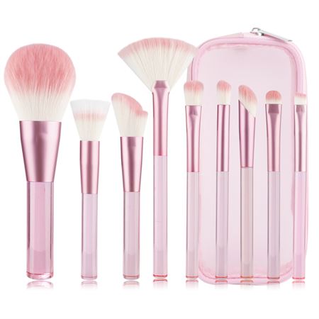 Technique PRO Translucent Perfection Makeup Børste Sett - 9 Makeupbørster med veske (PINK)