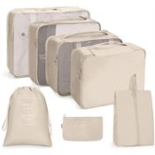 UNIQ 7-delt Packing Cubes / Pakkekubesett - Organiser og Beskytt Bagasjen Perfekt - Beige