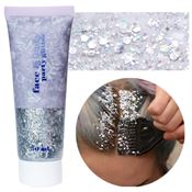 Face & Body Glitter Gel | Flytende Shimmer Paljetter for Makeup & Fest - Sølv (50 ml)