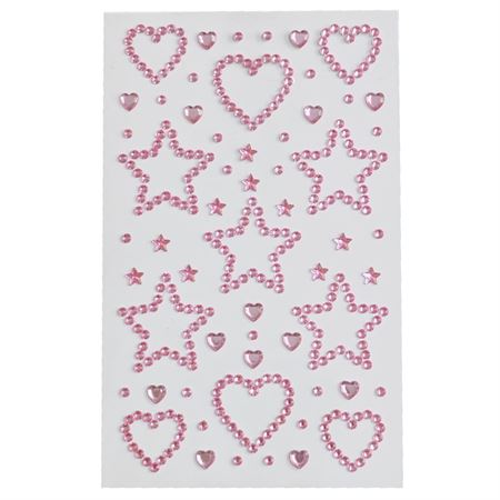 SOHO Hearts & Stars Selvheftende Rhinestones til ansikt, sminke, negler, kropp, håndverk - Pink