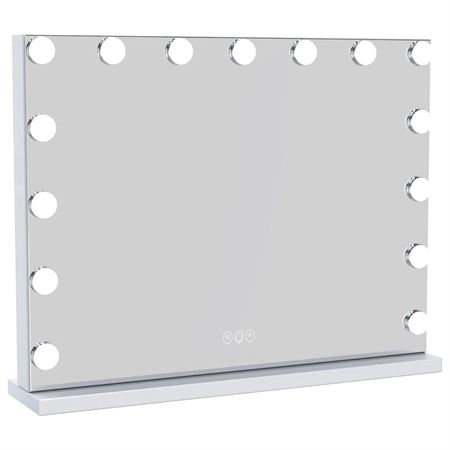 UNIQ XL Hollywood Vanity Sminke Speil med 15 LED-pærer og touch-funksjon - Hvit